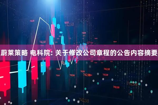 蔚莱策略 电科院: 关于修改公司章程的公告内容摘要